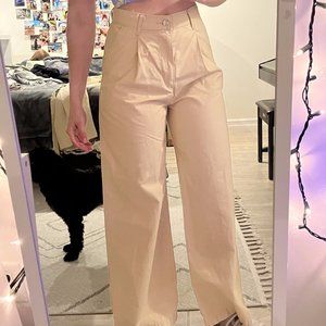 LEVIS super wide leg tan khaki high rise pleated trousers pants